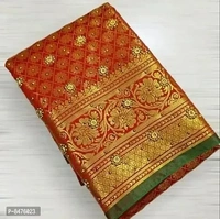 Banarasi Art Silk Zari Woven Stone Work Sarees with Blouse piece - Bright Turquoise, 5.5 Metres