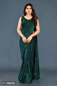 Lycra Blend Embellished Saree With Blouse Piece