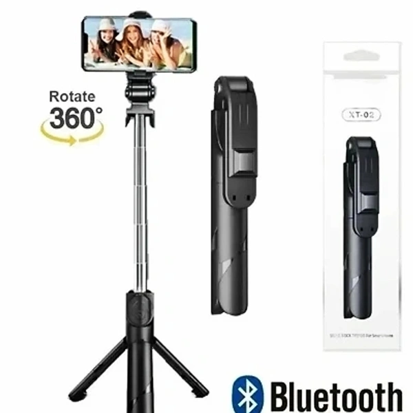 Black  3 In 1 Selfie Stick Tripod With Wireless Remote - Black