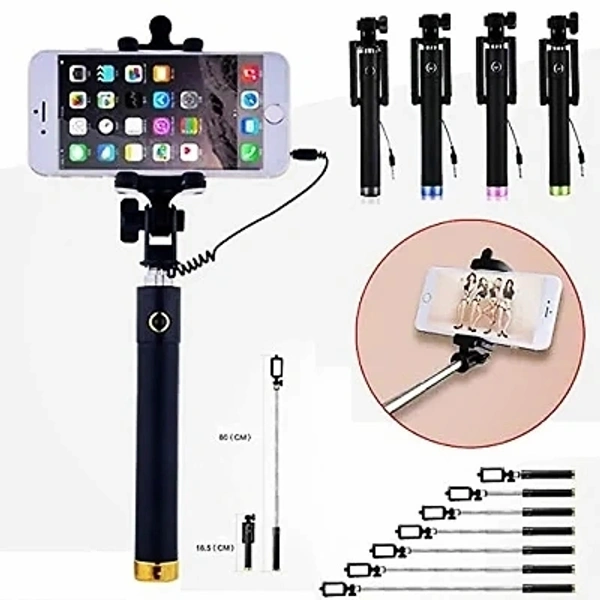 Black  3 In 1 Selfie Stick Tripod With Wireless Remote - Black