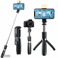 Black  3 In 1 Selfie Stick Tripod With Wireless Remote - Black