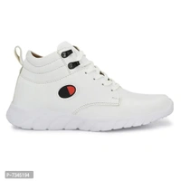 *Stylish Fashionable White Leatherette Trendy Modern Daily Wear Lace Ups Running Casual Shoes Sneakers For Men* - White