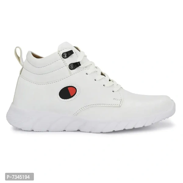 *Stylish Fashionable White Leatherette Trendy Modern Daily Wear Lace Ups Running Casual Shoes Sneakers For Men* - White