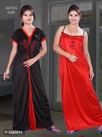 Best Selling 2-IN-1 Satin Night Gowns/Nighty at Best Prices - Buccaneer