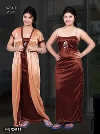 Best Selling 2-IN-1 Satin Night Gowns/Nighty at Best Prices - Buccaneer