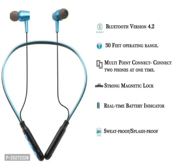 New ORIGINAL  B11 Bluetooth neckband metal earphones with 6 hours battery backup and upto 30 meters Blutooth range with 8D sound quality for all men/women/boys and girls* - Black