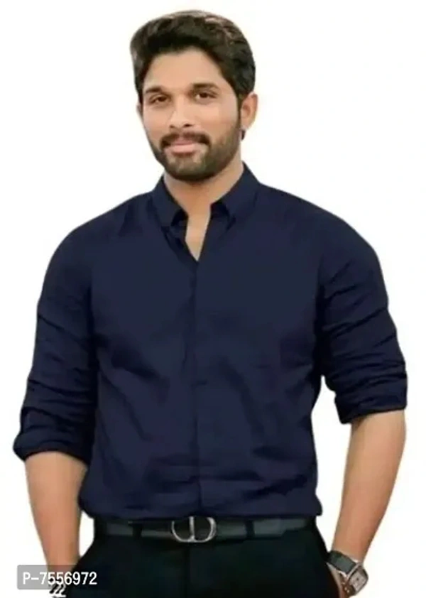 TRENDY COTTON LONG SLEEVES CASUAL BLACK SHIRT FOR PARTY  - Black