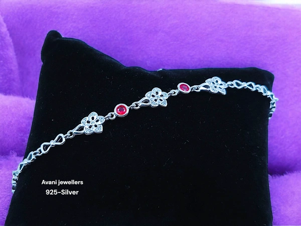 Silver Ladies Fancy Bracelet - PINK, 8 INCH, 6.78