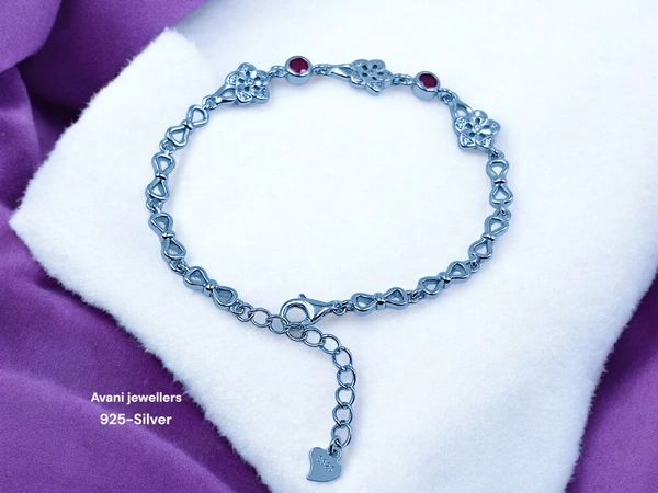 Silver Ladies Fancy Bracelet - PINK, 8 INCH, 6.78