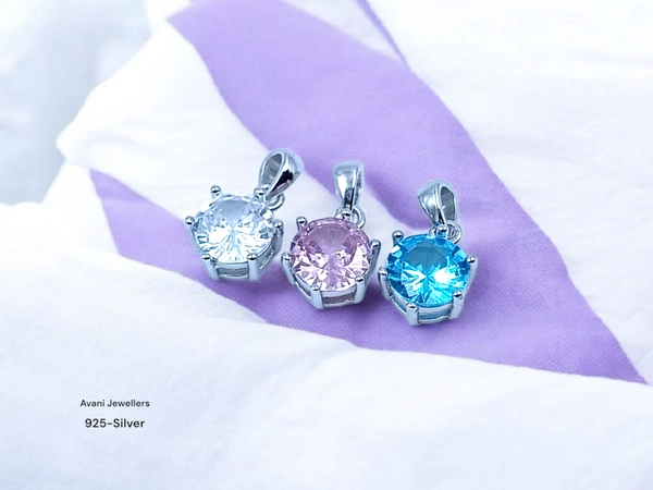 Silver Ladies Fancy Pendant - 0.86, White