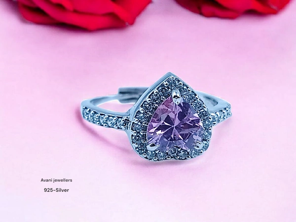 Silver Ladies Fancy Ring - 2.7, Adjustable, White