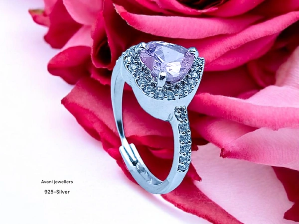 Silver Ladies Fancy Ring - 2.7, Adjustable, White