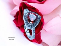 Silver Ladies Fancy Ring - 2.81, Adjustable, Red
