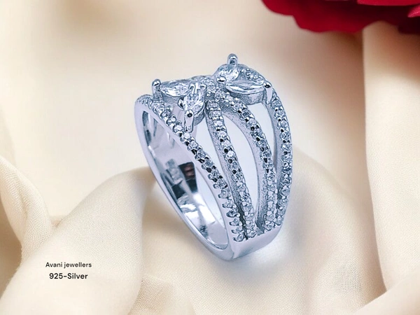 Silver Ladies Fancy Ring - 10, 3.93