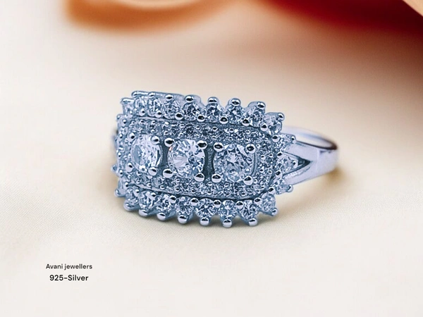 Silver Ladies Fancy Ring - 12, 3.7