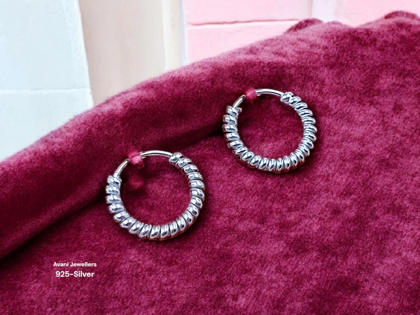 Silver Antique Plain Earrings - 1.07