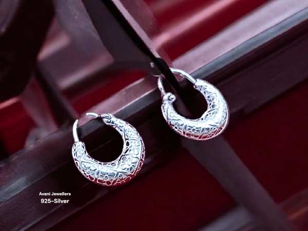 Silver Antique Plain Earrings - 1.44