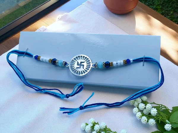 Silver Fancy Rakhi - Free Size, 3-4gm Approx