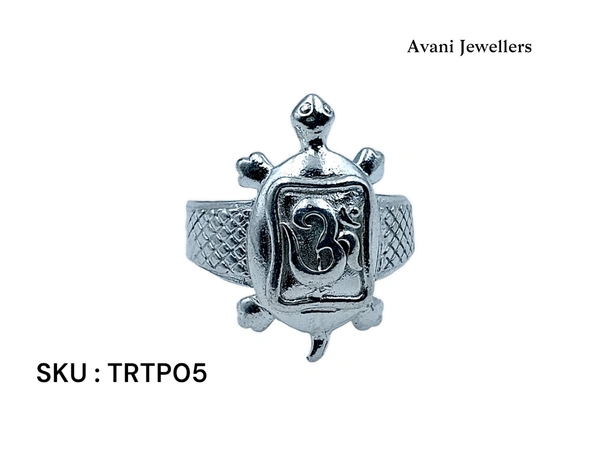 Silver Tortoise Plain Ring - 5, 23