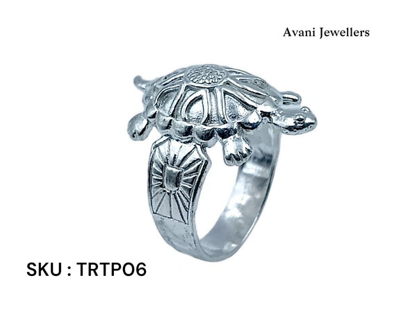 Silver Tortoise Plain Ring - 5.07, 23
