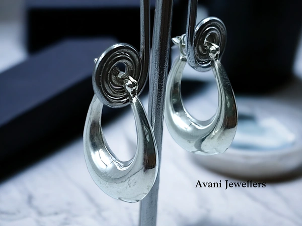 Silver Antique Plain Earrings - 4.57