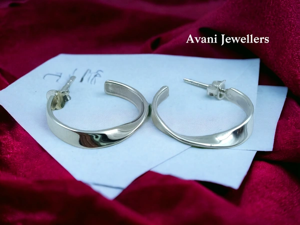 Silver Antique Plain Earrings - 3.2