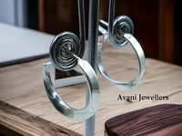 Silver Antique Plain Earrings - 3.2