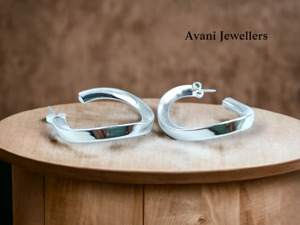 Silver Antique Plain Earrings - 5.85