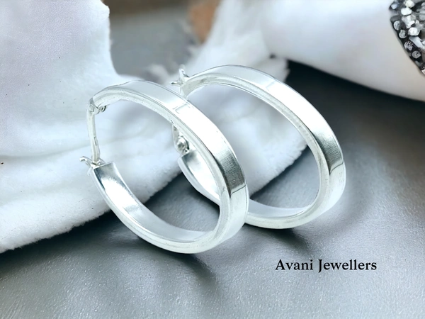 Silver Antique Plain Earrings - 5.91