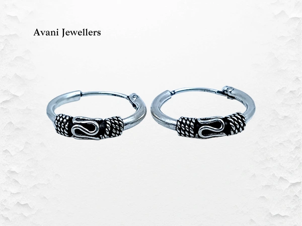 Silver Antique Plain Earrings - 1.25