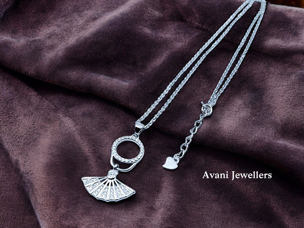Silver Fancy Chain Pendant - 18-Inch