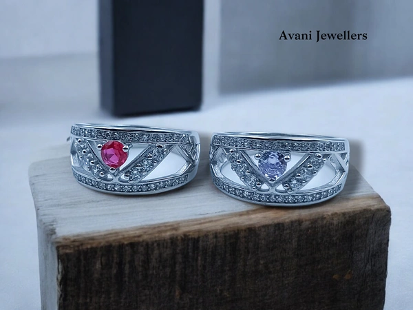 Silver Ladies Fancy Ring - 4.05, 12, Magenta / Fuchsia