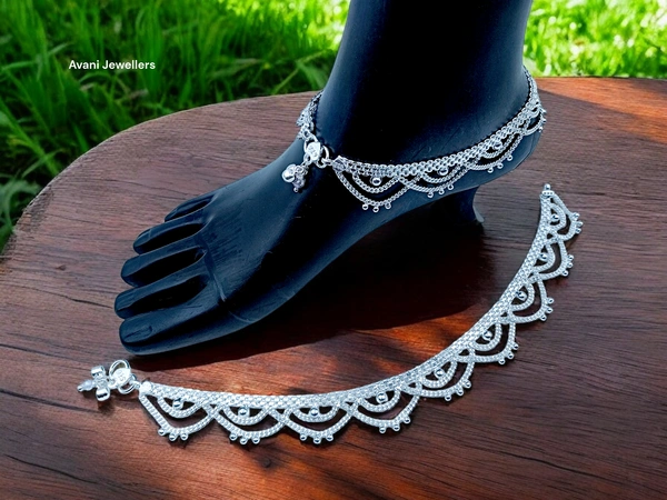 Silver Fancy Paayal - 10.5 Inch, 53.8
