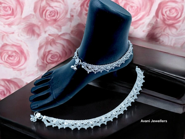 Silver Fancy Paayal - 10.5 Inch, 67.5