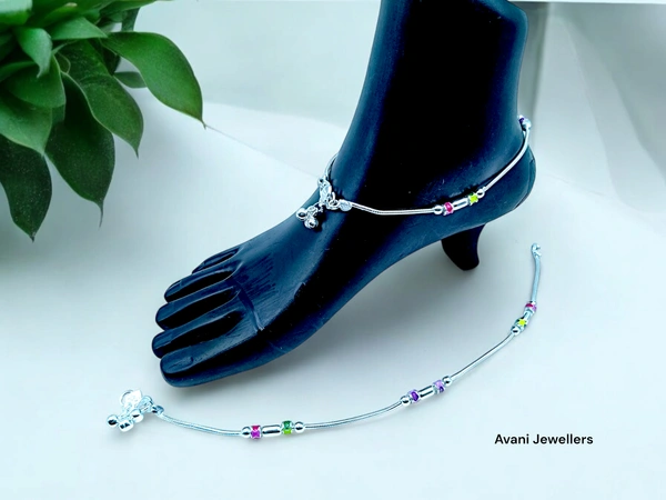 Silver Fancy Paayal - 28.7, 10.5 Inch