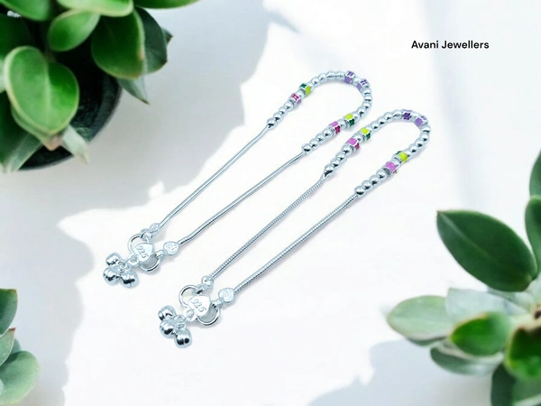 Silver Fancy Paayal - 10.5 Inch, 32.3