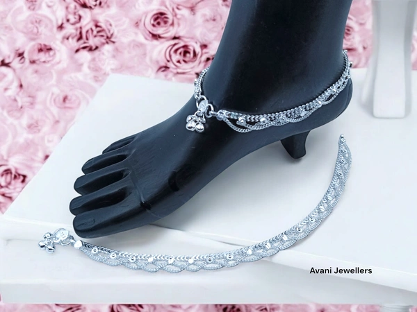 Silver Fancy Paayal - 44.7, 10.5 Inch