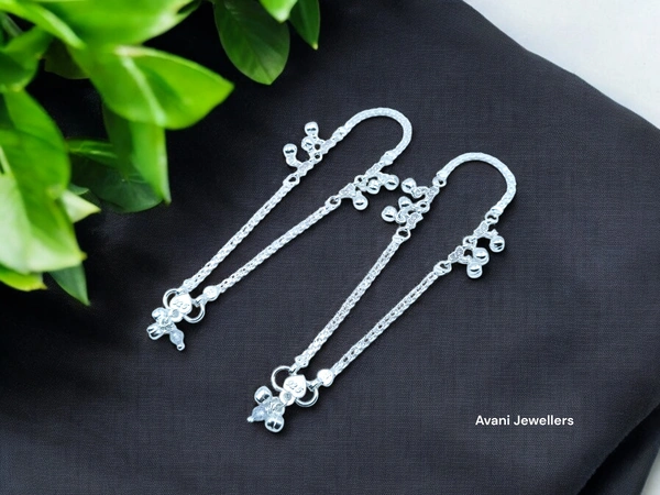 Silver Fancy Paayal - 27.9, 10.5 Inch