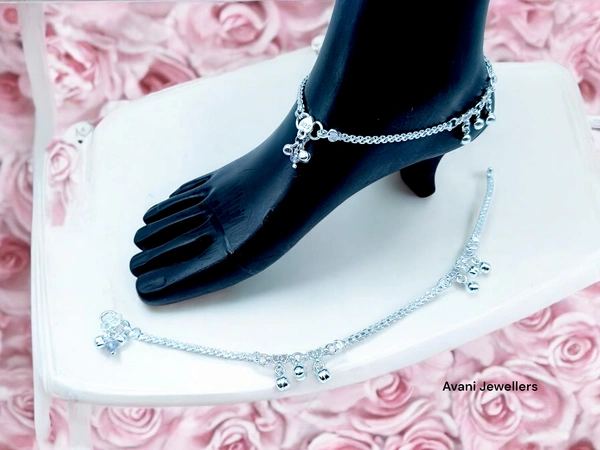 Silver Fancy Paayal - 27.9, 10.5 Inch