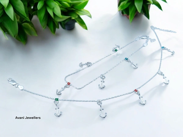 Silver Fancy Paayal - 12.03, 10.5 Inch