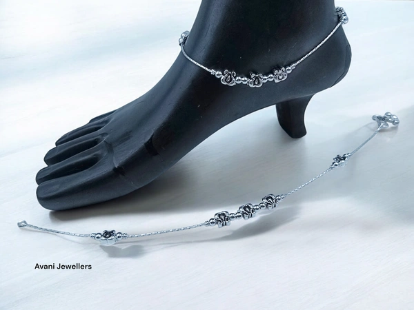 Silver Fancy Paayal - 27.7, 10.5 Inch