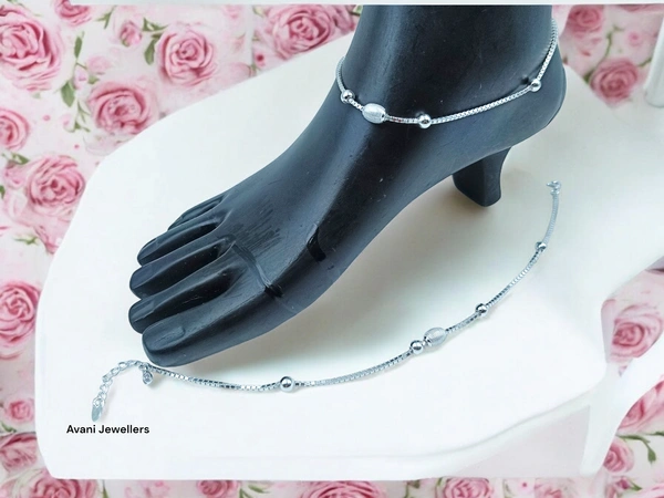 Silver Fancy Paayal - 10.23, 10.5 Inch