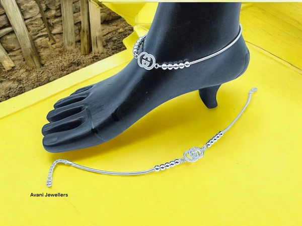 Silver Fancy Paayal - 10.5 Inch, 20.92