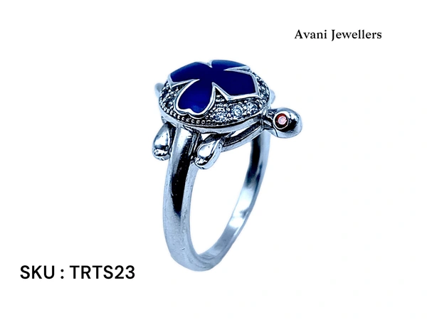 Silver Tortoise Fancy Ring - 3.68, 12, Blue