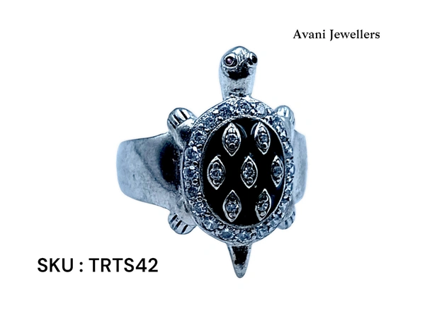 Silver Tortoise Fancy Ring - 6.66, 24, Red