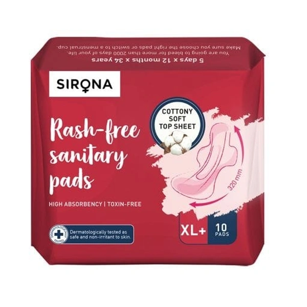 Sirona Soft Rashfree Xl Sanitary Pads 10N 