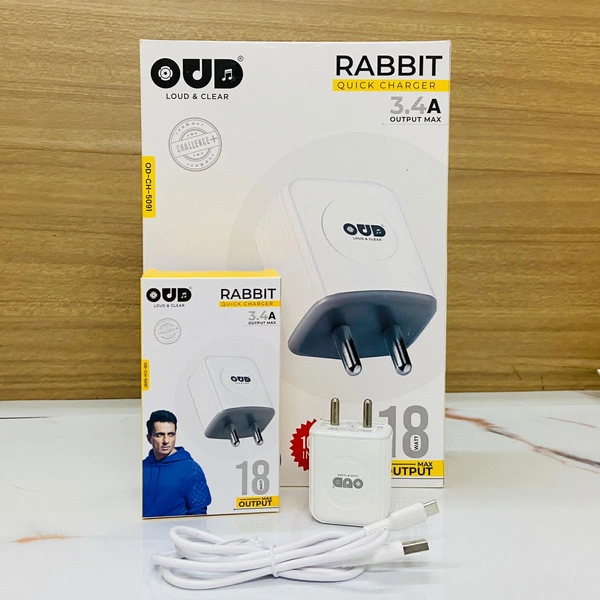 NEW OUD RABBIT Micro (OD-CH-5091) DOUBLE USB CHARGER 