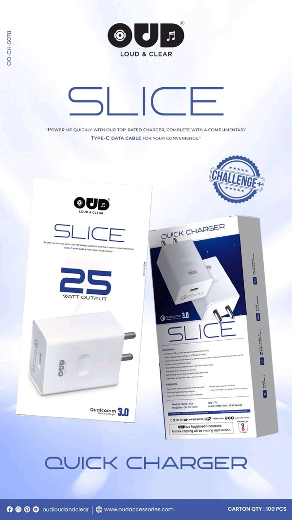 OUD Slice OD-CH-5078 25W 3.0 Quick Charger Type-C Charge
