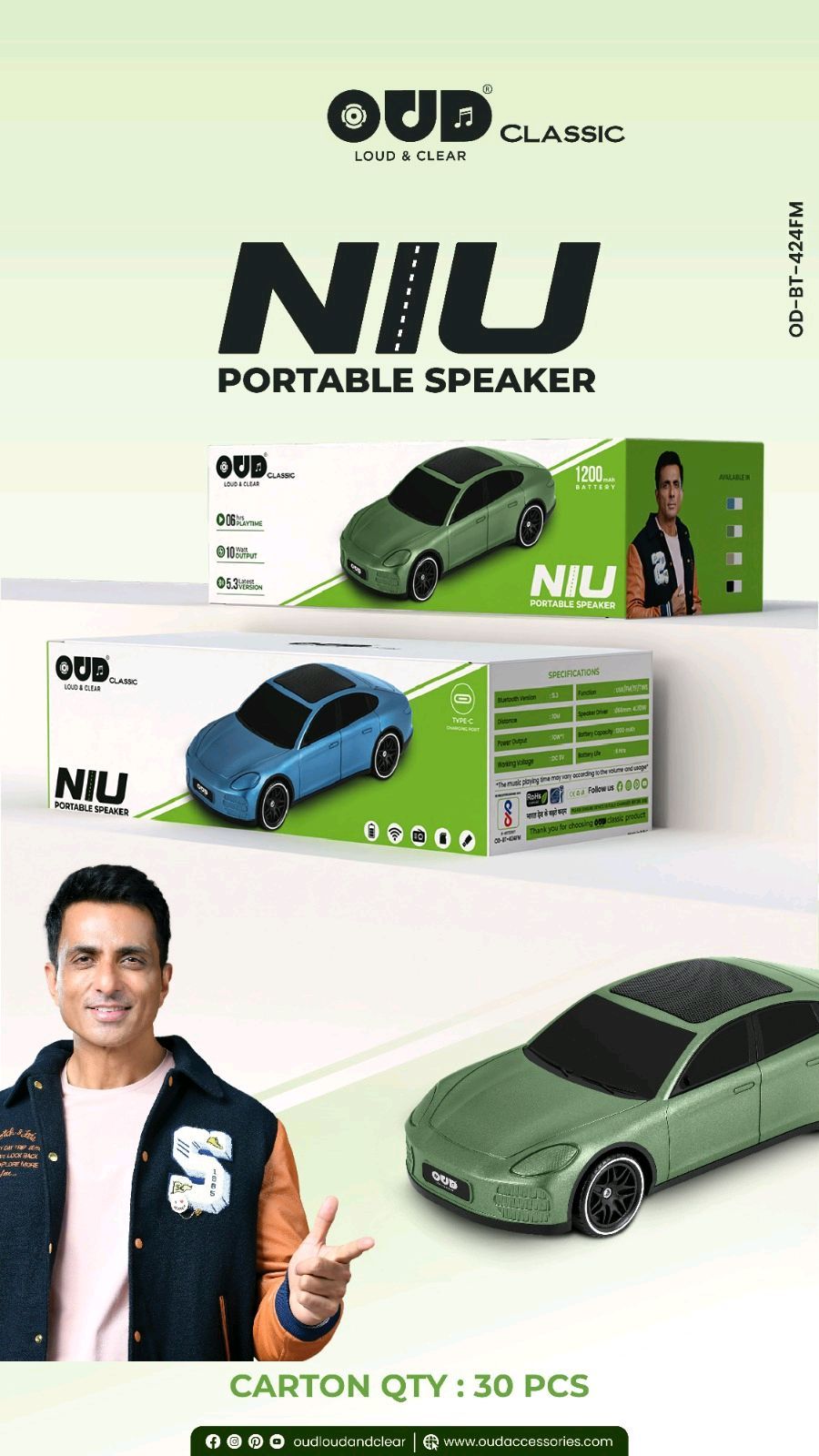 Portable bluetooth speaker for car top