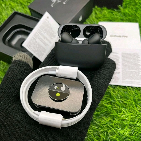 Airpod Pro2 Black 💯% Og C type Beep Sound Pop up Window + Touch + beep Sound (BLACK COLOUR TYPE-C)